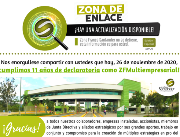 Zona Franca Santander cumple 11 años de declaratoria