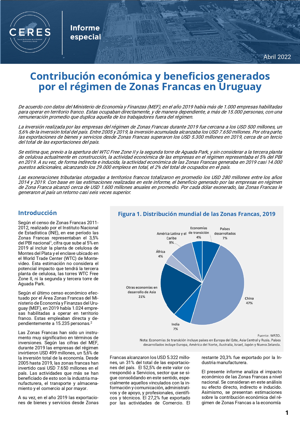 Contribución económica y beneficios generados por el régimen de Zonas Francas en Uruguay